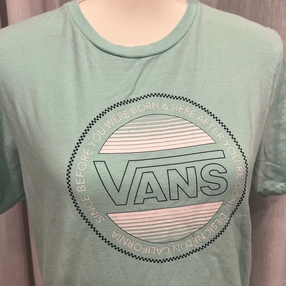 Vans T-Shirt Boys Short Sleeve Mint Green Skateboarding Casual Lightweight - Picture 3 of 9